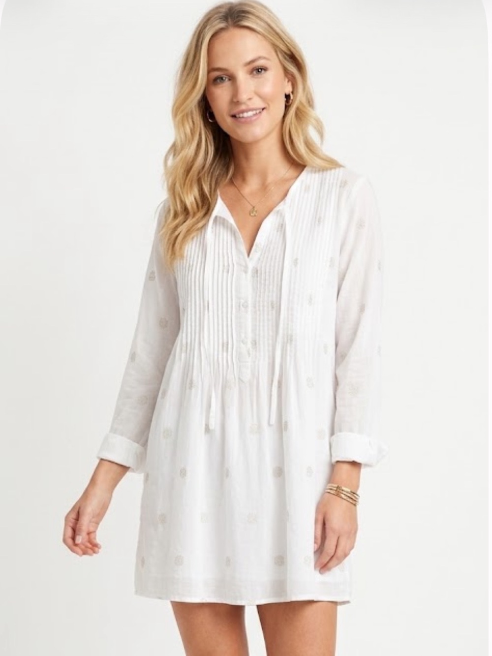 Cp Shades Angle Tunic in White With Gold Print